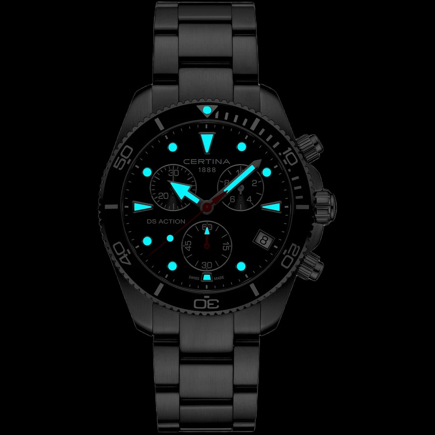 CERTINA クロノグラフ クォーツ腕時計 シルバー/ブラック Certina DS Action Chronograph Black Watch C0484171105100