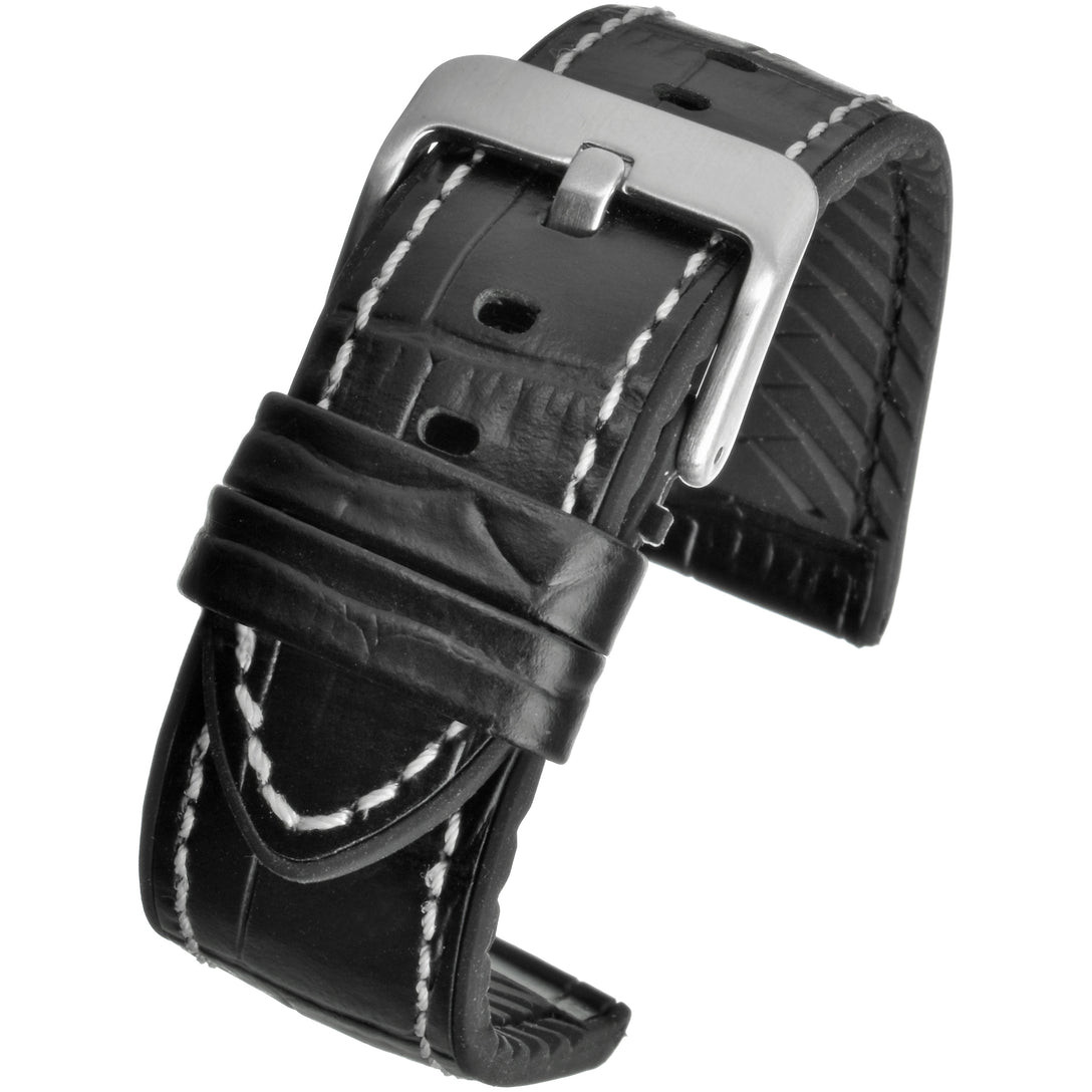 Robot Using Form Drawing Black Alligator Contrast Stitch Leather/Silicone Strap 22mm WH905/22