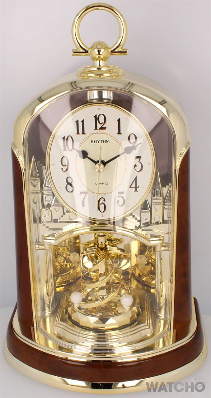 Rhythm Mantel Clock Two Tone Gilt Wood Pendulum 4SG713WS23