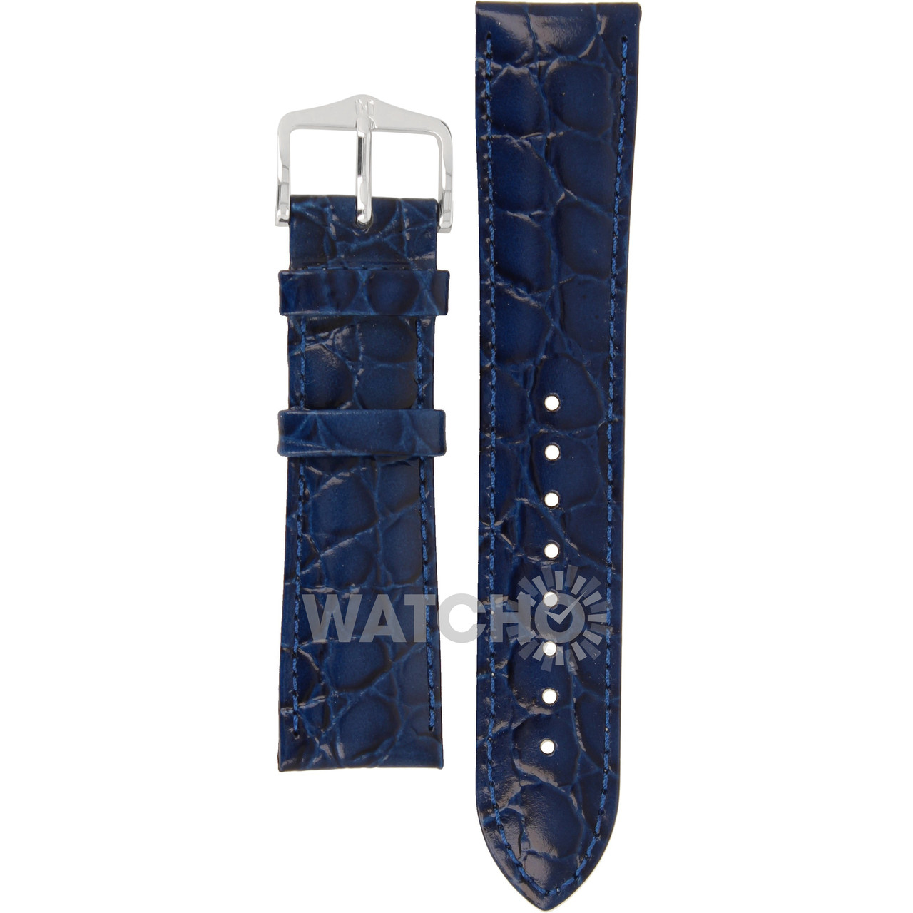 Bracelet Montre Hirsch En Cuir Crocograin Bleu Taille 16 - Référence 174B, Neuf Sans étiquette
