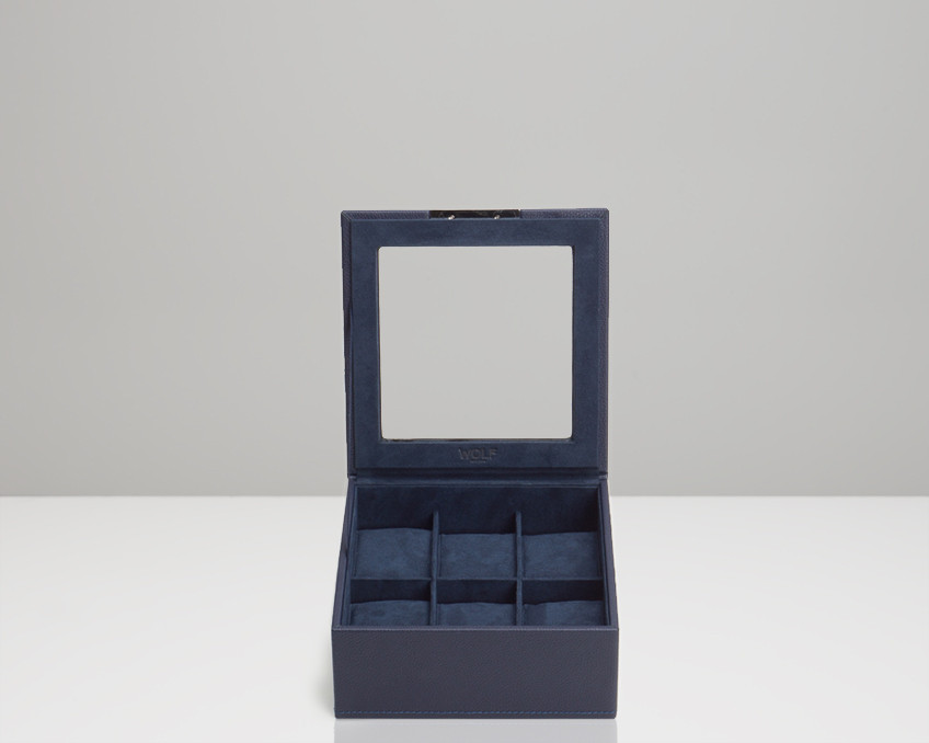 Wolf Stackable Watchbox For Up To 6 Watches In Navy 309617