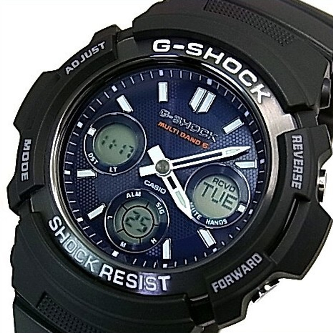 Controlled AWG-M100SB-2AER Blue G-Shock Radio Solar Watch