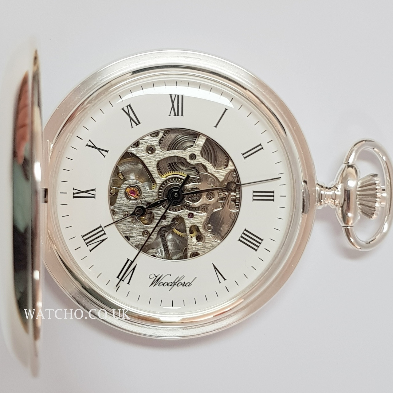 Woodford Sterling Silver Skeleton Pocket Watch 1096