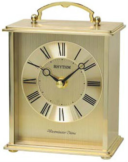 Rhythm Westminster Chime Strike Gold Finish Metal Mantel Clock CRH254NR18 Rhythm Westminster Chime Strike Gold Finish Metal Mantel Clock CRH254NR18
