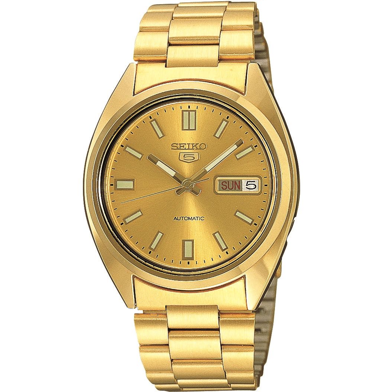 Seiko 5 Men's Automatic Gold Dial Stainless Steel Watch SNXS80