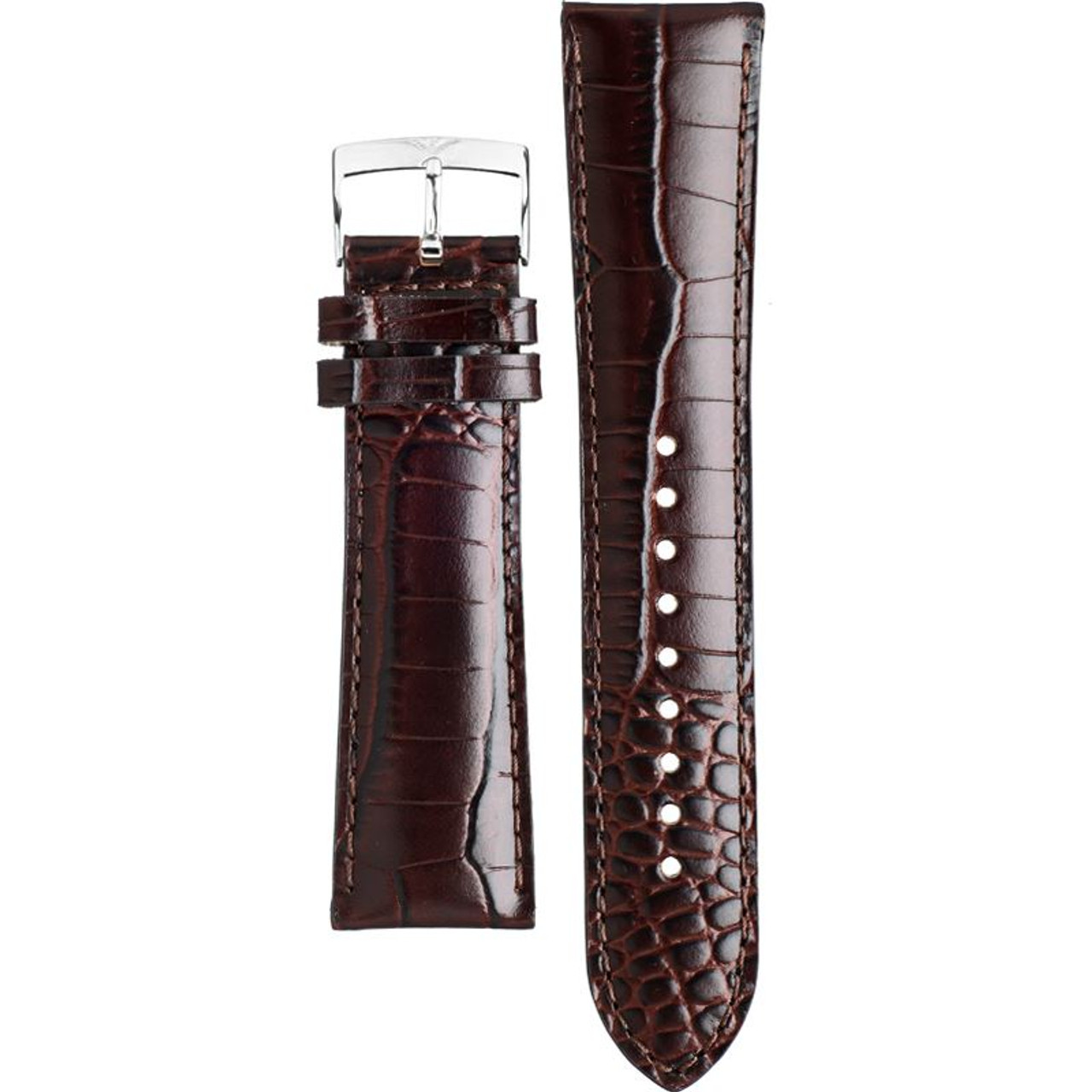 Armani Replacement Watch Strap Brown Leather Croc 22mm For AR0154