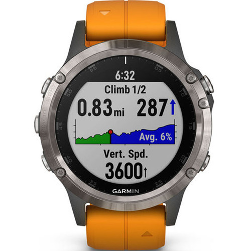 garmin fenix 5 plus sapphire titanium orange band