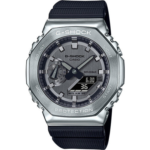 G Shock Octagon Steel Bezel Analogue Digital Black Watch