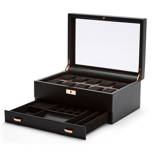 Wolf Axis 10 Piece Copper Plated with Drawer Watch Box 488216