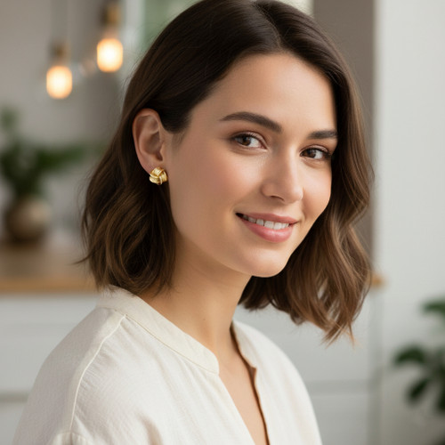 Ribbon Knot Stud Earrings | 18ct Yellow Gold | 8mm