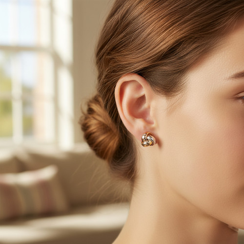 Simple Knot Stud Earrings | 18ct Yellow/White/Rose Gold