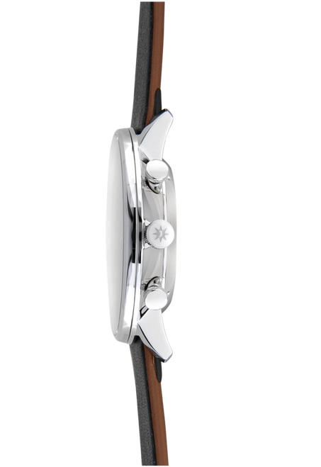 Junghans FORM C Chronoscope Chronograph Watch | 40mm | Quartz | White | Brown Leather 