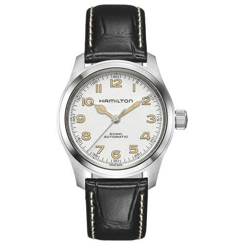 Hamilton Khaki Field Murph Watch | 38mm | Swiss Automatic | White | Black Leather Hamilton Khaki Field Murph Watch | 38mm | Swiss Automatic | White | Black Leather