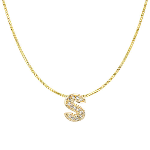 Natural Diamonds Initials Necklace | S | 9ct Yellow Gold | Chain Natural Diamonds Initials Necklace | S | 9ct Yellow Gold | Chain