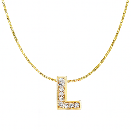 Personalised Natural Diamonds Initials Necklace | Letter And Chain | 9ct Yellow Gold