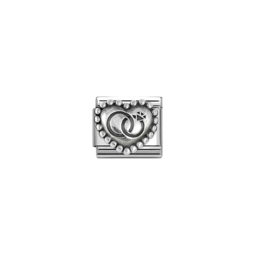 Nomination Composable Classic Charm | Wedding Rings Dotted Heart | Sterling Silver