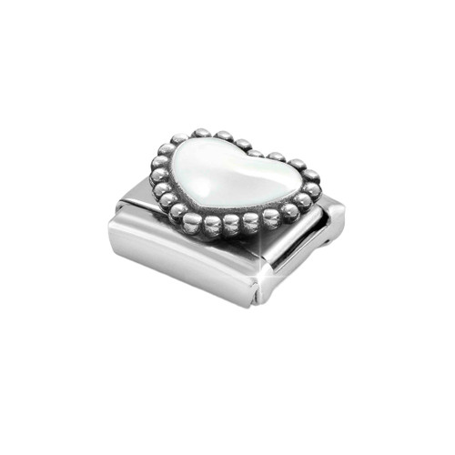 Nomination Composable Classic Charm | White Raised Heart | Sterling Silver