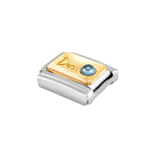 Nomination Composable Classic Month Charm | Gold December Light Blue Topaz