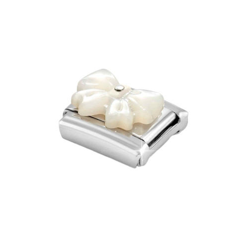 Nomination Composable Classic Charm | White Mother Of Pearl Bow | Sterling Silver
