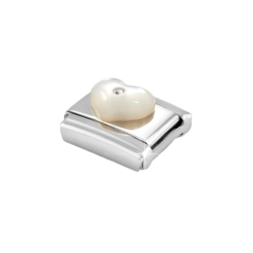 Nomination Composable Classic Charm | White Mother Of Pearl Heart | Sterling Silver