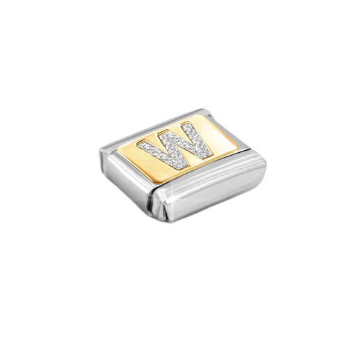 Nomination Composable Classic Glitter Charm | Gold Letter W