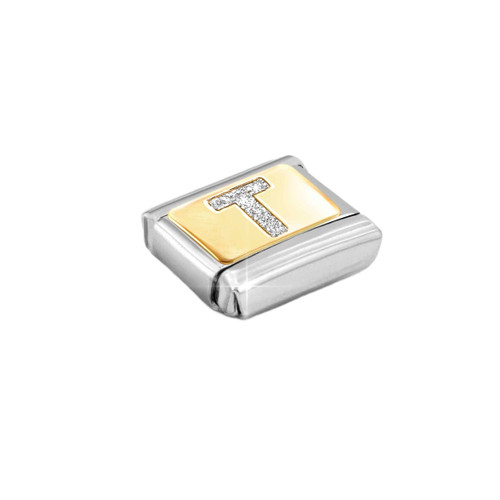Nomination Composable Classic Glitter Charm | Gold Letter T