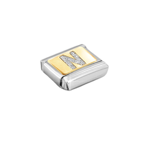 Nomination Composable Classic Glitter Charm | Gold Letter N