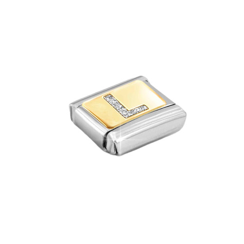 Nomination Composable Classic Glitter Charm | Gold Letter L