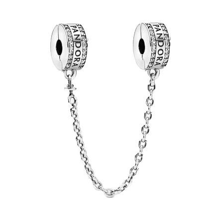 Pandora Logo Safety Chain Clip Charm | Sterling Silver | Pandora Moments