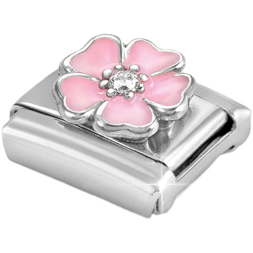 Nomination Composable Classic Charm | CZ White Pink Peach Blossom | Sterling Silver