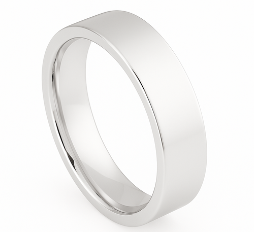 18ct White Gold Men's Wedding Ring | Flat Court Shape