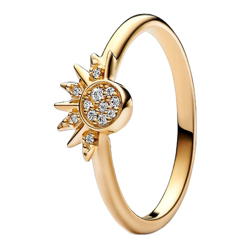 Pandora Celestial Sparkling Sun Ring | 14K Gold Plating | Size 48