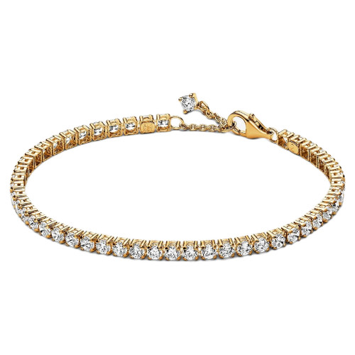 Pandora Sparkling Tennis Bracelet | 14K Gold Plating | Size 16