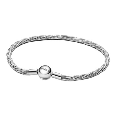 Pandora Round Clasp Twisted Snake Chain | Sterling Silver | Pandora Moments | Size 17
