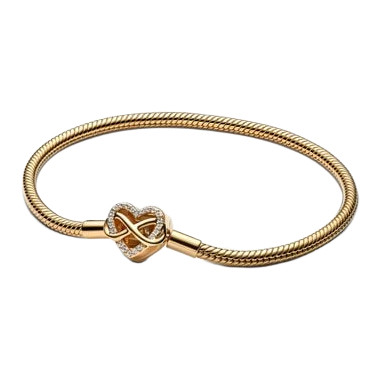 Pandora Sparkling Infinity Heart Clasp Snake Chain Bracelet | Pandora Gold Plated | Pandora Moments | Size 19
