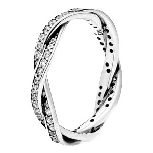 Pandora Sparkling Twisted Lines Ring | Sterling Silver | Pandora Timeless | Size 54