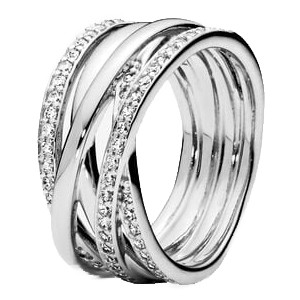 Pandora Sparkling & Polished Lines Ring | Sterling Silver | Pandora Timeless | Size 52