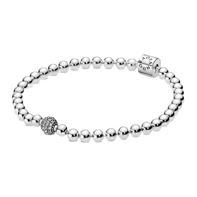Pandora Beads & Pava Bracelet | Sterling Silver | Pandora Signature | Size 17