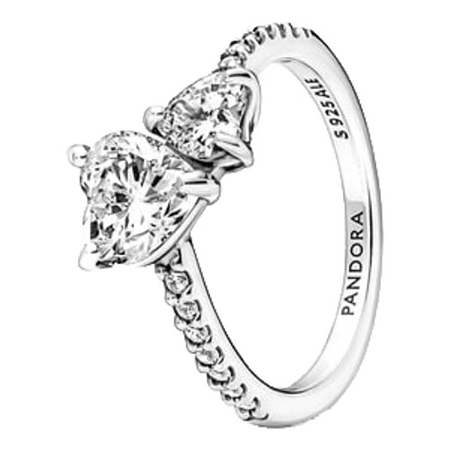 Pandora Double Heart Sparkling Ring | Sterling Silver | Pandora Timeless | Size 50 Pandora Double Heart Sparkling Ring | Sterling Silver | Pandora Timeless | Size 50