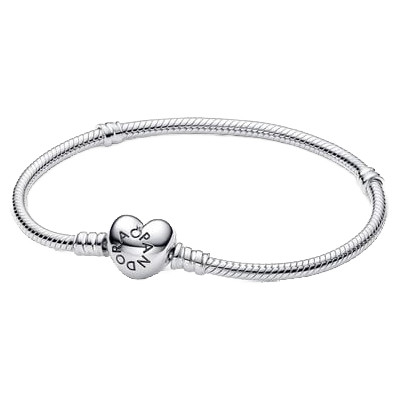 Pandora Moments Heart Clasp Snake Chain Bracelet | Sterling Silver | Pandora Moments | Size 17