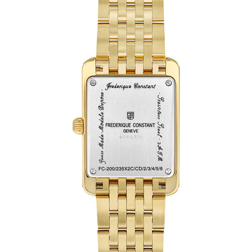 Frederique Constant Carree Small Seconds Watch | 36mm | Quartz | White | Gold Tone Bracelet
