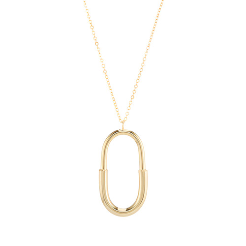 9Ct Yellow Gold Hoop Necklace With Chain | Oval | 29x16mm