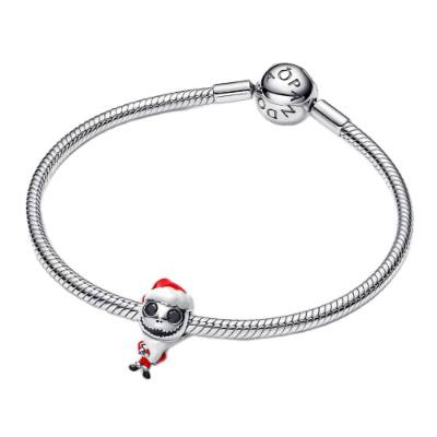 Pandora Movable Jack Skellington Charm | Disney | Black crystal, White, Red and Black Enamel | Sterling Silver 