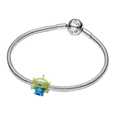 Pandora Little Green Men Charm | Disney Pixar | Black, Purple, Blue and Glittery Green Enamel | Sterling Silver