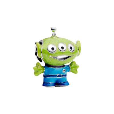 Pandora Little Green Men Charm | Disney Pixar | Black, Purple, Blue and Glittery Green Enamel | Sterling Silver