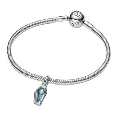 Pandora Openable Coffin Dangle | Cubic Zirconia & Glittery Teal Enamel | Sterling Silver