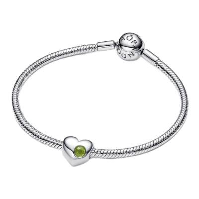 Pandora Engravable August Birthstone Heart Charm | Sterling Silver