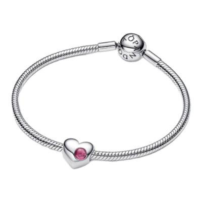 Pandora Engravable October Birthstone heart charm | Sterling Silver