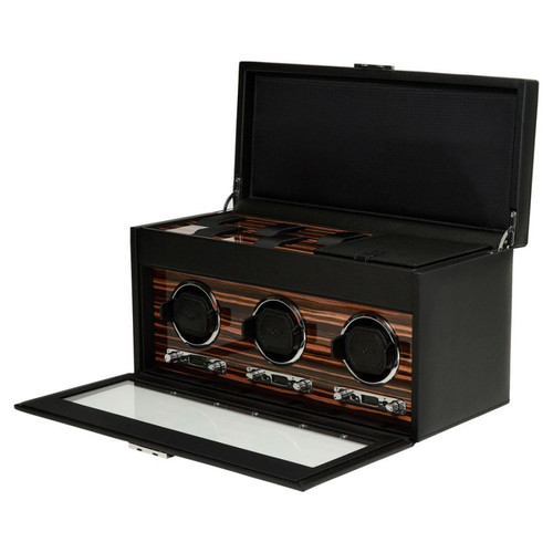 Wolf Roadster Triple Watch Winder With Storage | Black