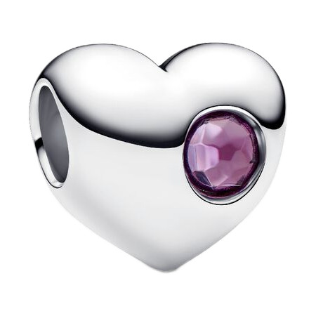 Pandora Engravable February Birthstone Heart Charm | Sterling silver